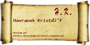 Havranek Kristóf névjegykártya