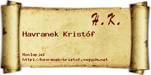 Havranek Kristóf névjegykártya